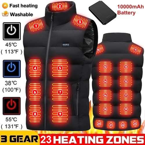 Heated vest heating zones - heated,